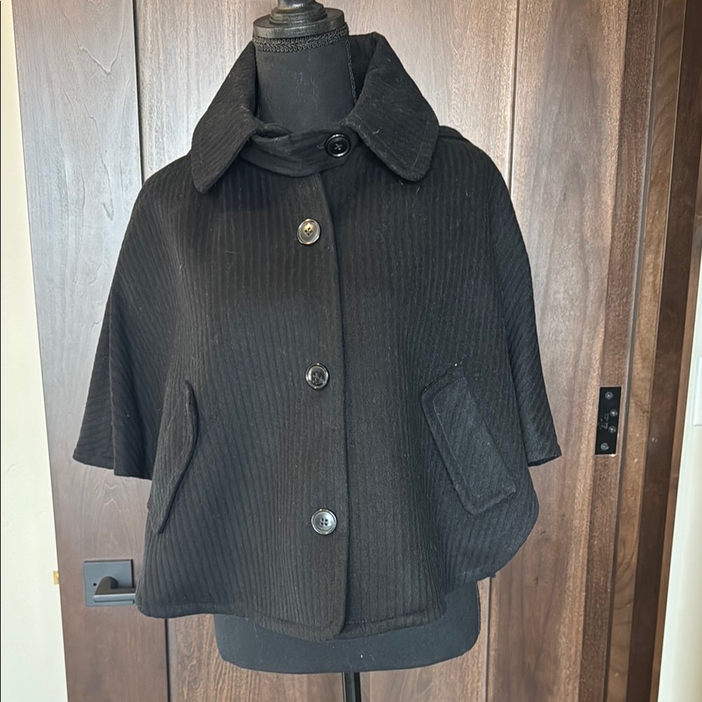 Black Wool Cape Coat
